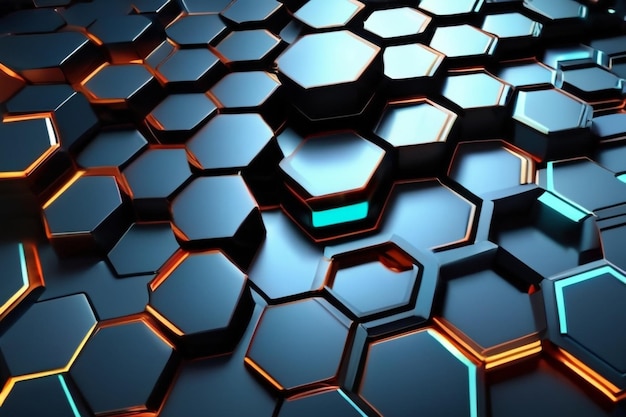 Photo abstract technological hexagonal background 3d rendering