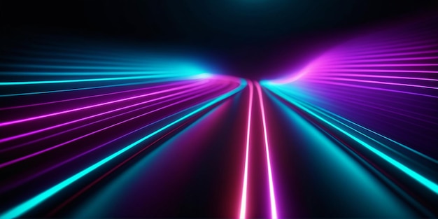 Abstract Technological Light Lines Blue Purple HD Background