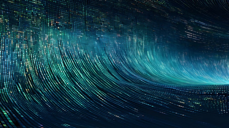 Photo an abstract technological perspective on the background of binary code digital binary data created with generative ai technology