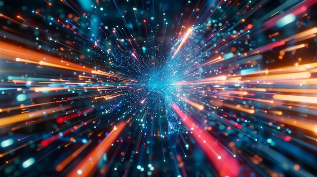 Foto abstract technologische achtergrond van hoge snelheid wereldwijde gegevensoverdracht ultra snelle breedband en verbinding