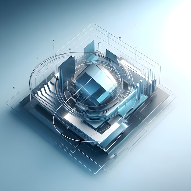 Abstract technology background 3D illustration with geometric shapes