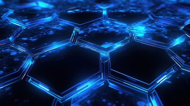 Abstract technology background Ai future technology blue wireframe Generative ai