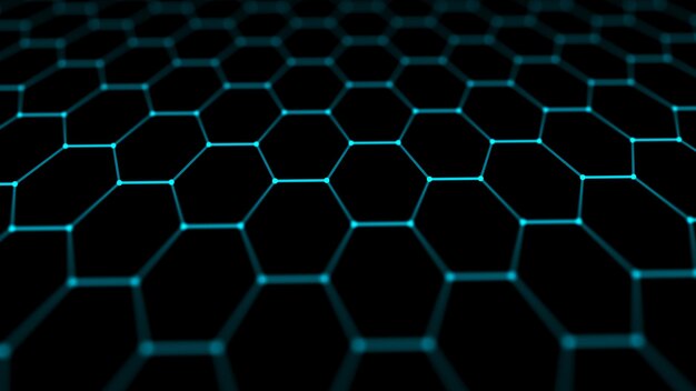 Abstract technology background Artificial intelligence Futuristic hexagon perspective background Big data visualization 3D rendering