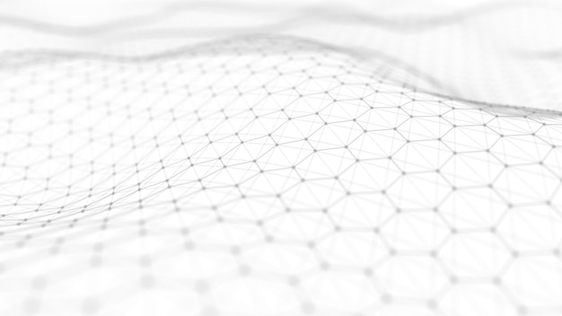 Абстрактный технологический фон Искусственный интеллект Футуристический шестиугольный перспективный фон Визуализация больших данных 3D-рендеринг