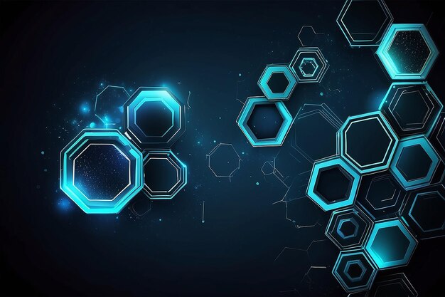 Photo abstract technology background and design element with hexagons pattern and geometric shapes