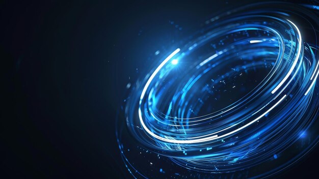 abstract technology background luminous swirling elegant glowing circle sparking particle space