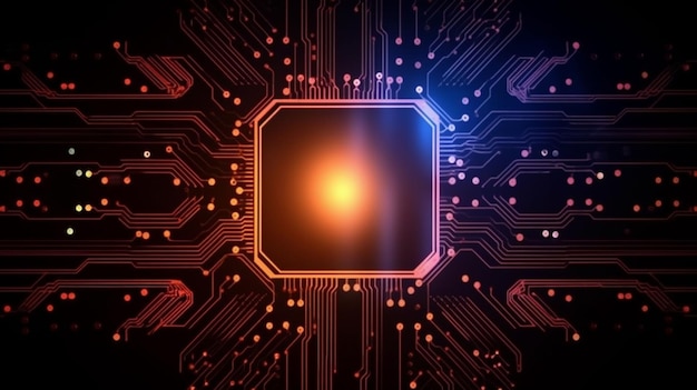 Photo abstract technology background with circuit board and microchip