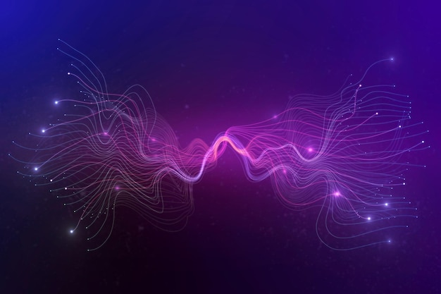 Abstract technology background with data visualization concept using neon purple and pink waves 3D rendering