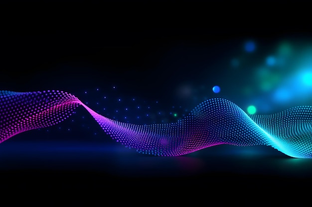 Abstract technology background with dotted colored waves