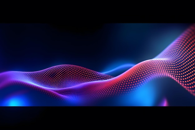 Abstract technology background with dotted colored waves