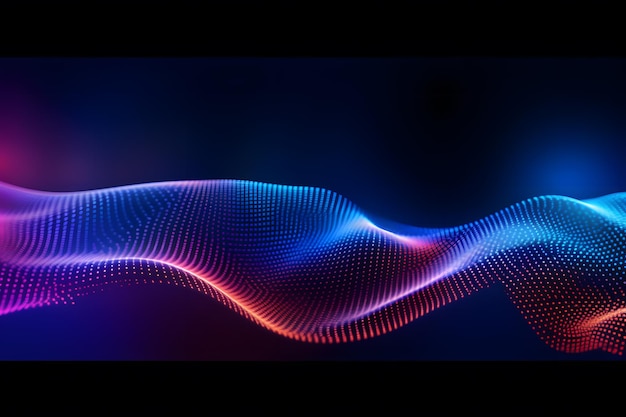 Abstract technology background with dotted colored waves