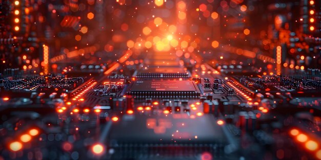 abstract technology background with electronic circuit board microchip and binary code for robotic automation concept concept technology abstract background electronic circuit microchip