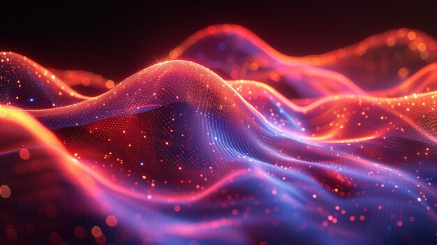 abstract technology background with glowing particles