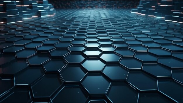 Abstract technology background with hexagons and glowing linesgenerative ai