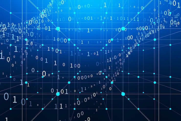 Photo abstract technology blue background network connection digital background