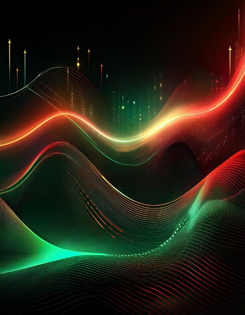 abstract technology digital futuristic blue and red flowing dynamic wave lines with lighting effect and arrow geometric elements decoration on dark design