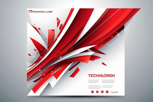 Photo abstract technology geometric red color shiny motion background template with header and footer for brochure