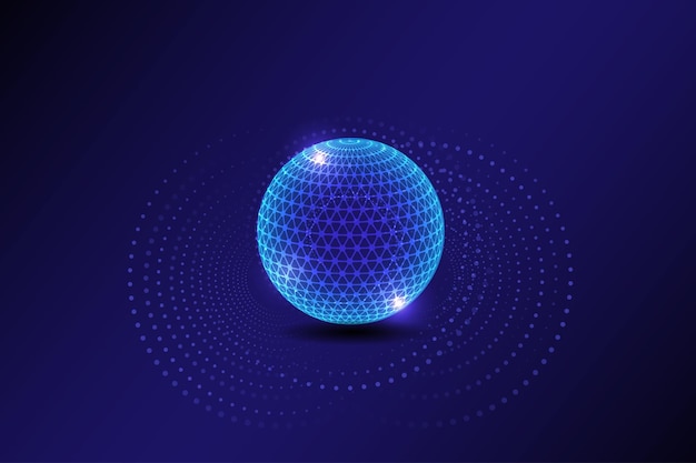 abstract technology global network connections and endless circles of dots global business concept