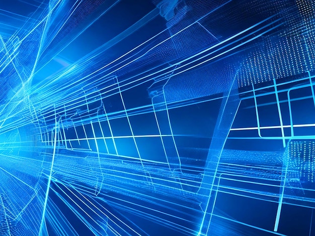 abstract technology shiny lines mesh blue banner background