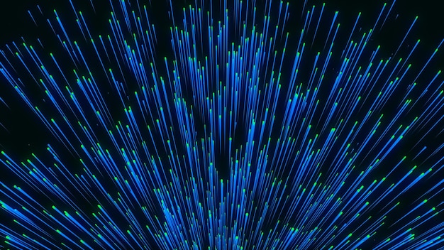 抽象的な技術 粒子の波 ビッグデータの視覚化 動きの線のある暗い背景