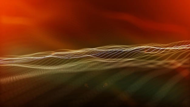 Абстрактный технический волнистый фон с частицами абстрактный фон с линиями Красочный абстрактный фон с 3d волнами