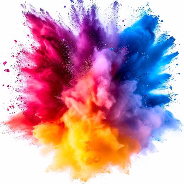 Abstract template on dust powder explosion Holi backdrop Indian traditional Holiday colorful powder explosion generative AI