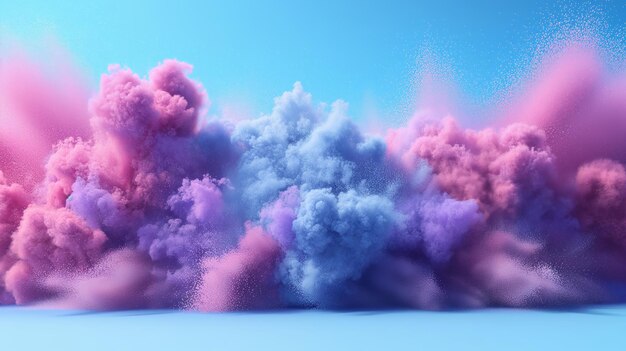 Abstract template on dust powder explosion Holi backdrop Indian traditional Holiday colorful powder explosion paint splash generative AI