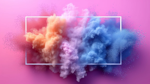 Abstract template on dust powder explosion Holi backdrop Indian traditional Holiday colorful powder explosion paint splash generative AI