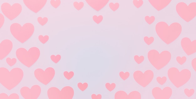 Photo abstract template with hearts, pink background, valentines day.