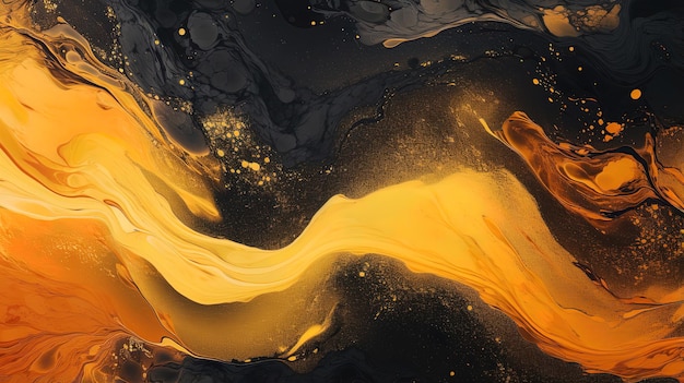 사진 추상적인 테라코타와 액체 유동 그런지 질감의 검은색 페인트 배경