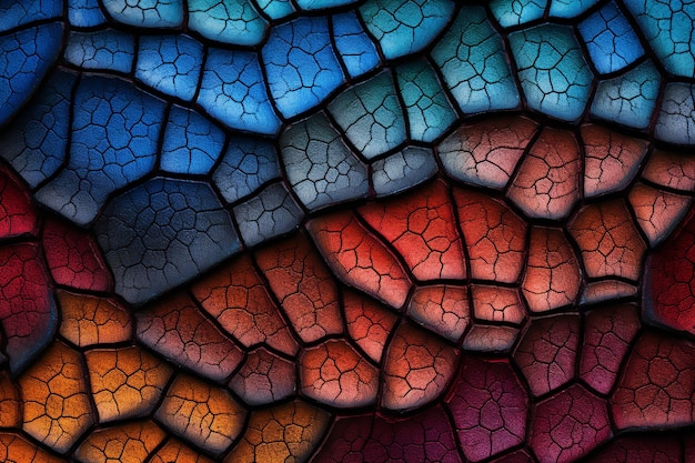 Abstract texture of colorful pieces of cracked dry soil