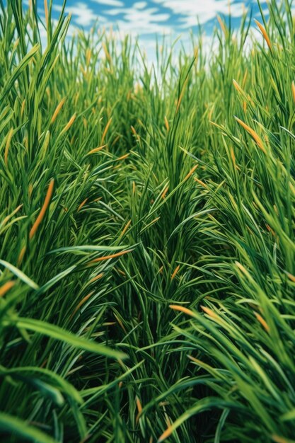 Abstract texture of grass from a low angle perspective created with generative ai