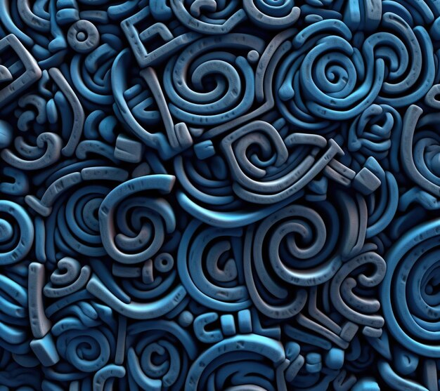 An abstract textured black background with metal spirals
