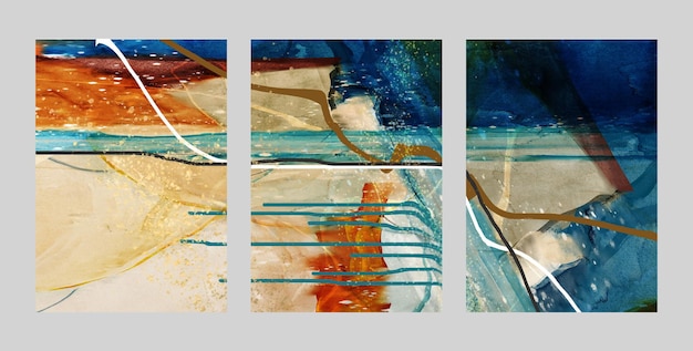 abstract, three figure, porch, golden background. the fashion of modern art wall