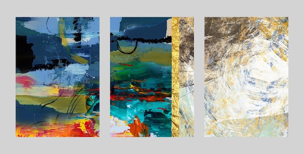 abstract, three figure, porch, golden background. the fashion of modern art wall