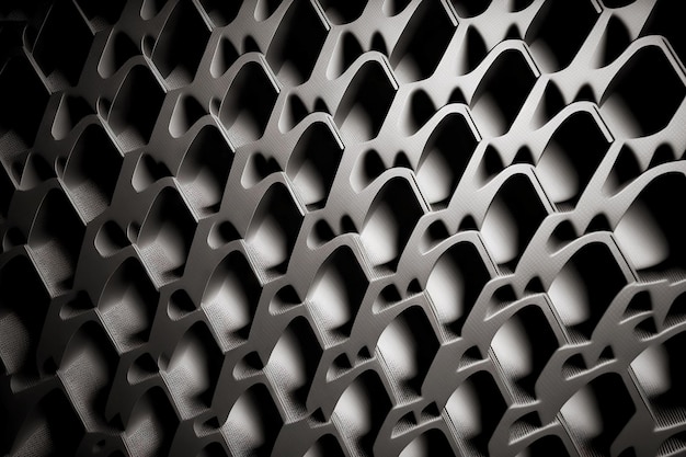 Abstract threedimensional grey mesh pattern on black background d render digital illustration