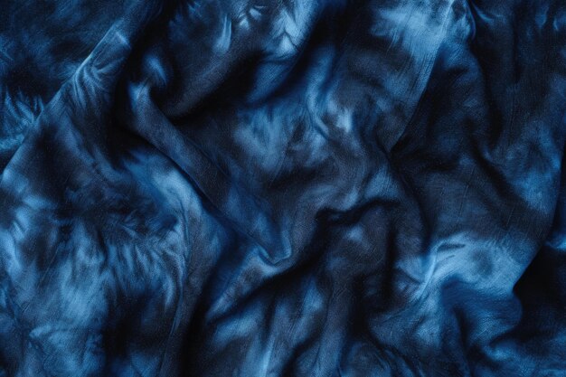 Abstract Tie Dye Art CloseUp Fabric Texture in Black Blue and Orange