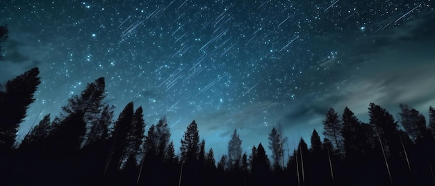 Abstract time lapse night sky with shooting stars