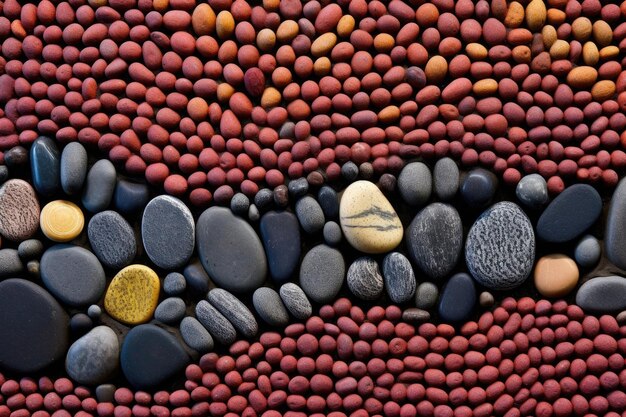 Photo abstract top view of gravel patterns in a zen garden created with generative ai