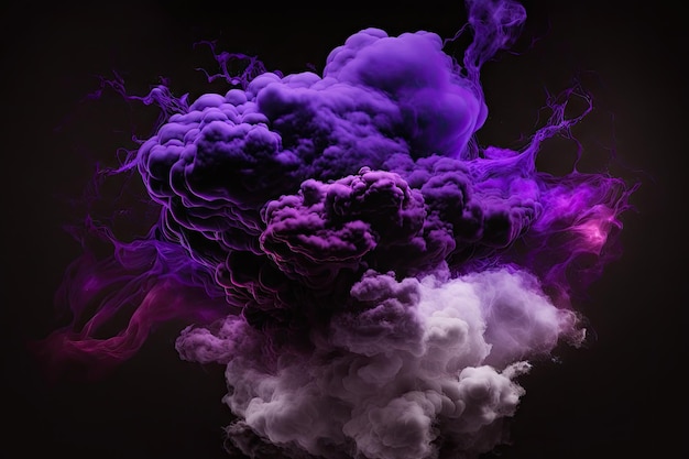 Nube di gas tossico astratto con sfondo nero viola sfondo decorazione illustrazione digitale