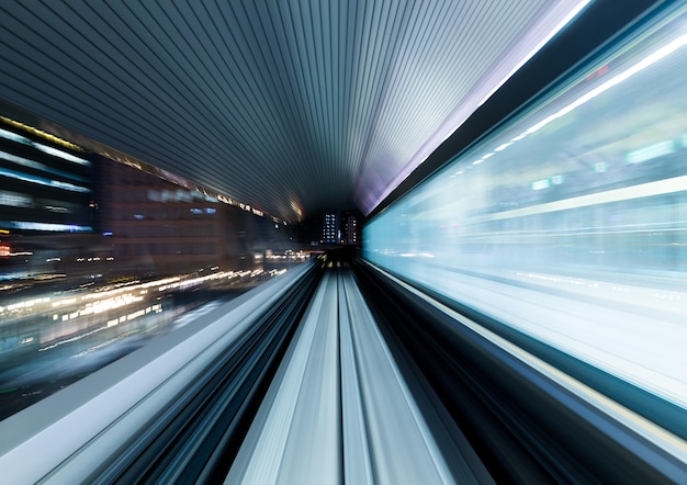 Photo abstract train moving in tunnel