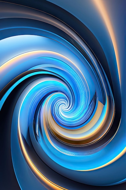Abstract transparent blue swirl lines Fantasy light background Digital fractal art 3d rendering