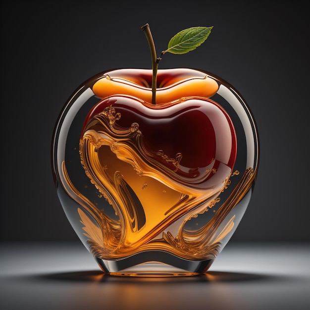 Abstract transparent glass apple