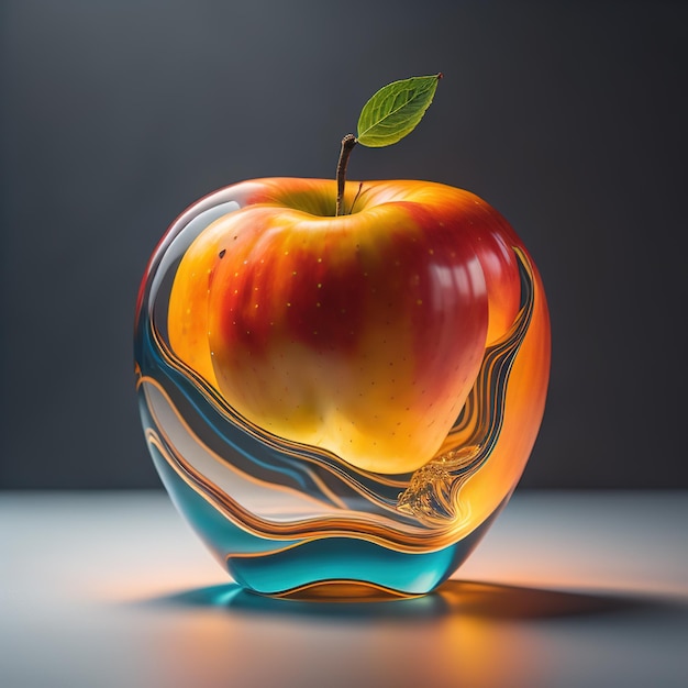 Abstract transparent glass apple