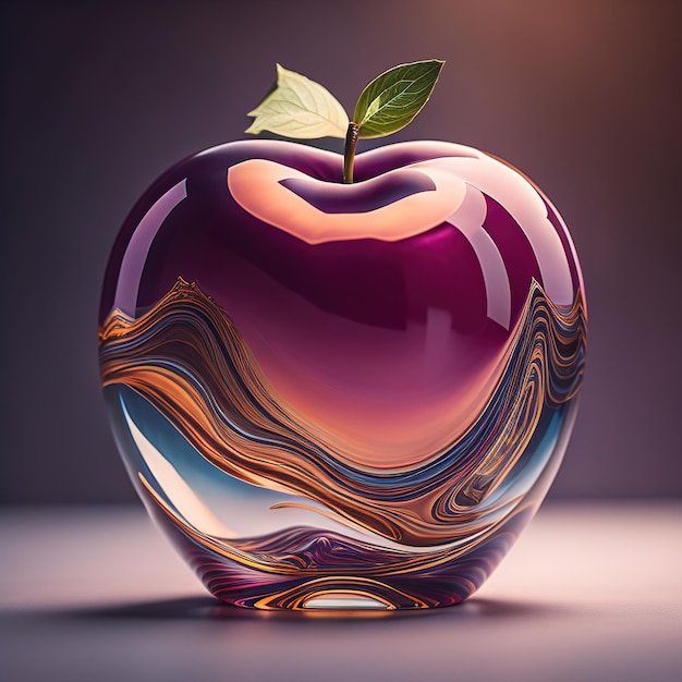 Abstract transparent glass apple