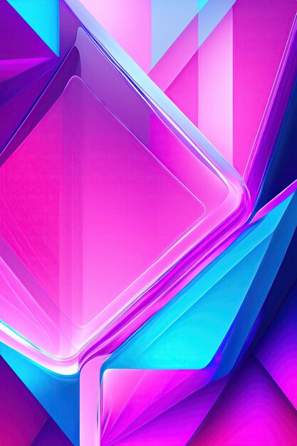 Abstract transparent pink and blue crystal shapes