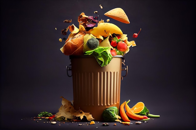 Abstract trash can with trash Generative AI Generative AI