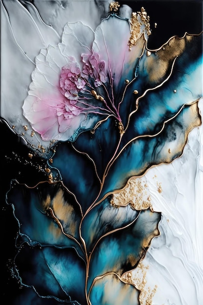 Abstract tree in alcohol ink