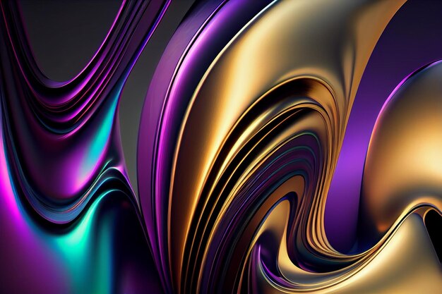Abstract trendy holographic liquid metal texture iridescent liquid metal surface with ripples