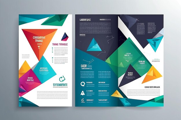 Photo abstract triangle brochure flyer design vector template in a4 size